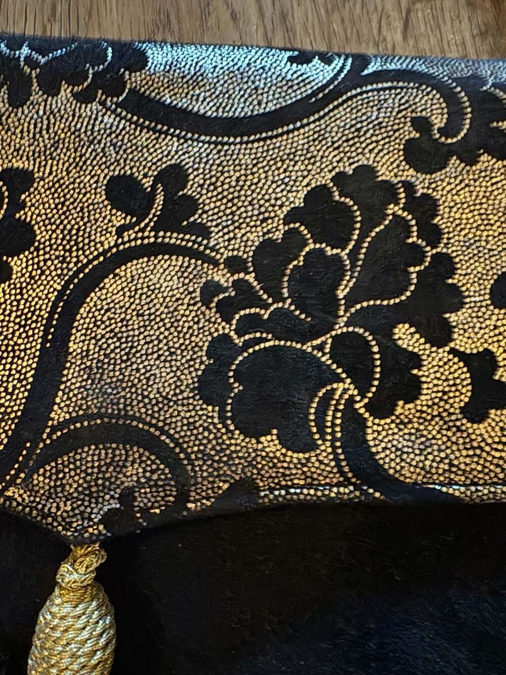 Scepi Vintage Italian Suede and Metallic Brocade Tassel Crossbody Bag - Picture 3 of 5